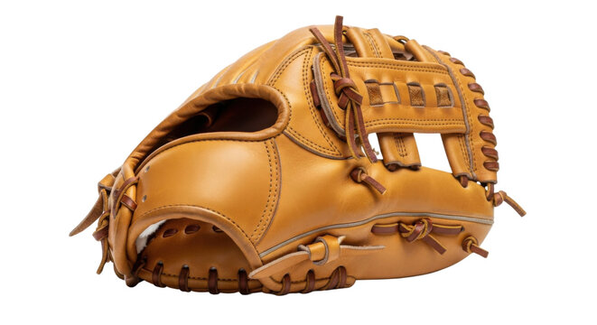 Brown leather baseball glove isolated PNG with Transparent Background