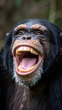 Happy chimp laughing