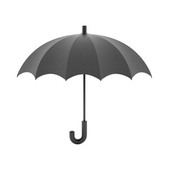 Elegant grayscale umbrella is isolated against a solid black background, emphasizing the sleek design and form of the protective accessory.