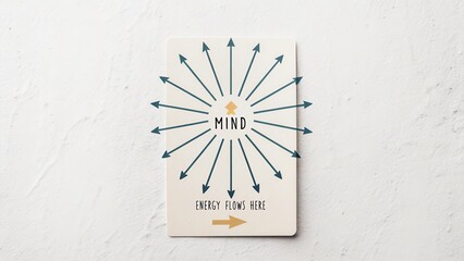 Arrows radiating outward from the word MIND on a card