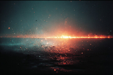 "Retro Light Leak Overlay with Dust Scratches and Grunge Film Burn Texture on Black Background"