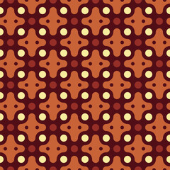 Geometric Retro Seamless Pattern with Rounded Shape and Circle Ornament