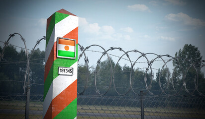Border post with flag of Niger - 3D illustration