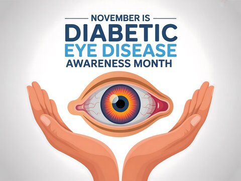 November is diabetic eye disease awareness month promoting vision health and early detection with a symbolic eye illustration - Powered by Adobe