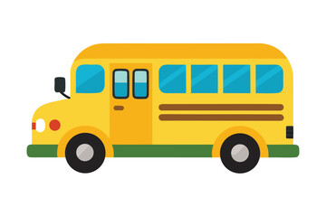 Cartoon Yellow School Bus Illustration Isolated on White Background for Education Material