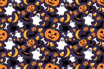 seamless pattern with halloween pumpkins