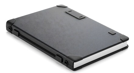 닫힌 검은색 노트북, 심플한 디자인으로 세련된 분위기를 연출하다