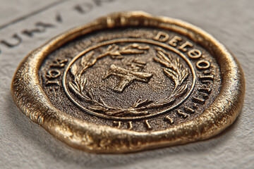 "Gold Diploma or Certificate Seal Isolated on White Background – Achievement and Recognition Symbol"