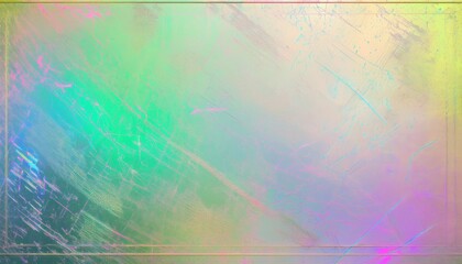 iridescent abstract background with pastel rainbow gradient and textured surface blending neon green blue pink and yellow light streaks ideal for modern wallpaper or digital banner design