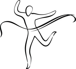 Single line drawing a sprinter crossing the finish line with a ribbon Continous line drawing