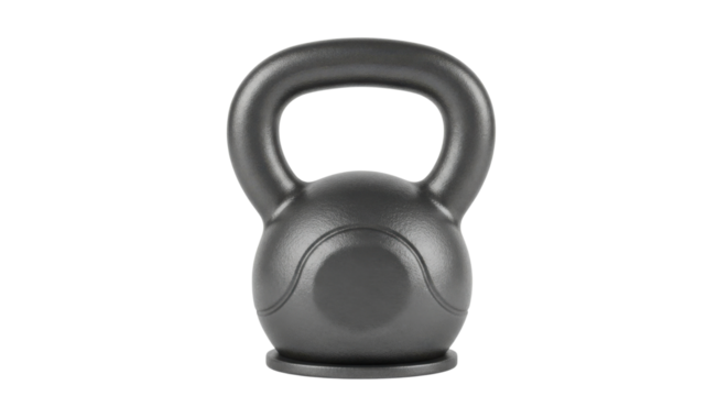 Black kettlebell for strength training isolated PNG with Transparent Background