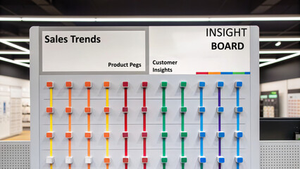 Omnichannel retail enhances customer experience. Insight board displaying sales trends and customer insights with colorful sliders.