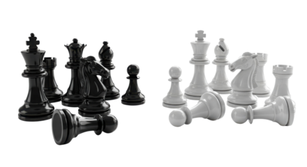 Chess pieces strategic confrontation concept isolated PNG with Transparent Background