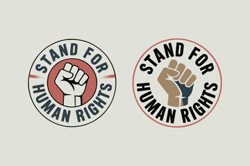Standing Up for Equality Two Logos Featuring Bold Fists And Statements on Human Rights