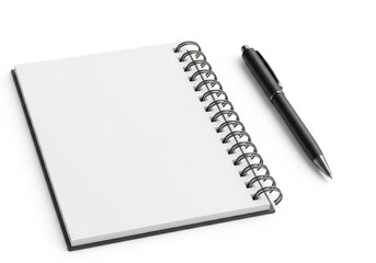 Spiral notebook and pen isolated on white background