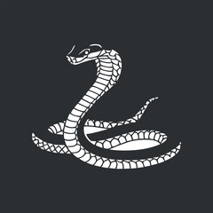 Snake white silhouette coiled dangerous serpent reptile viper venom cobra illustration