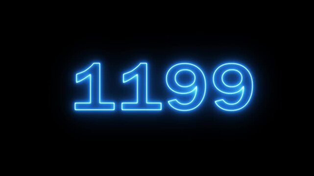 Neon glowing countdown from 1600 to 0 number animation.