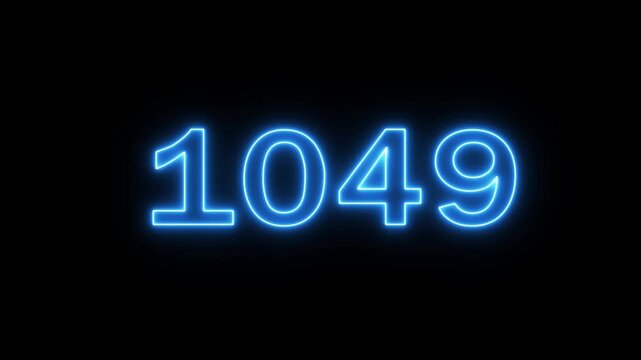Neon glowing countdown from 1400 to 0 number animation.