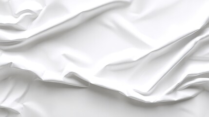 Obraz premium White satin fabric texture creating abstract background with flowing soft luxurious drapery, smooth wavy cloth material showing elegant textile pattern