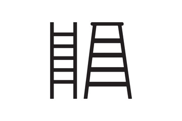 Ladder and Stepladder Black Silhouette Icon