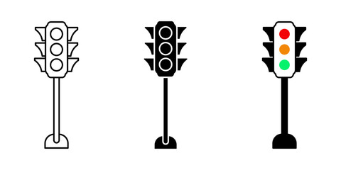  traffic light sign icon set vector