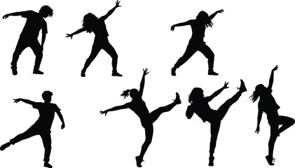 PrintSilhouette dancers performing, hip hop dance moves, modern choreography, street style dancing, energetic motion, breakdance silhouette, expressive performance, fitness, youth culture, rhythm art