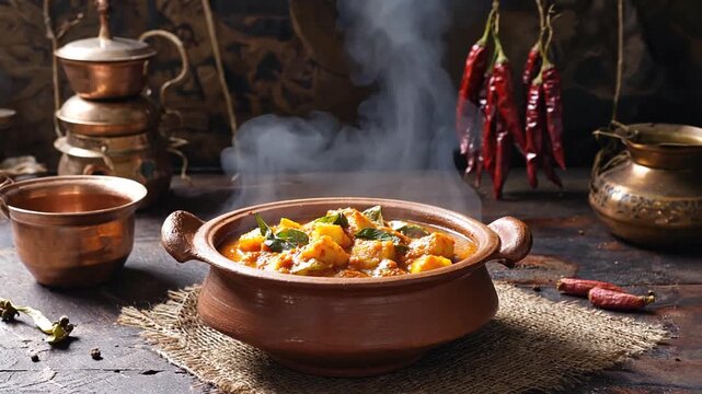 traditional Aloo shimla mirch indian recipe on a warm background orbit