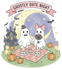 Fototapeta premium Ghost Date Night Halloween