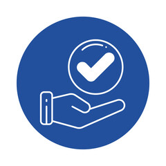 Hand holding approved check mark icon