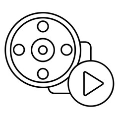 Film reel with play button perfect for creative video projects and media promotions vector illustration