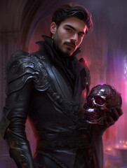 portrait of a young noble man with a jewelled skull - generative ai