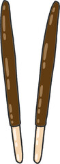 Pair of Chocolate Biscuit Sticks Isolated – Crunchy Sweet Snack Illustration for Pepero Day