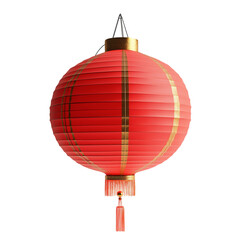 Red decorative lanterns hanging isolated on white background festive concept