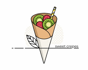 Cute Kiwi Strawberry Crepe Illustration

kiwi, strawberry, crepe, illustration, foodart, dessert, cartoon, fruit, cone, drawing, vector, kawaii, sweet, topping, mint, whippedcream, snack, breakfast, g