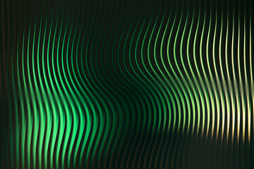 Fototapeta premium Illustration of abstract green wavy lines background with light and shadow effect render