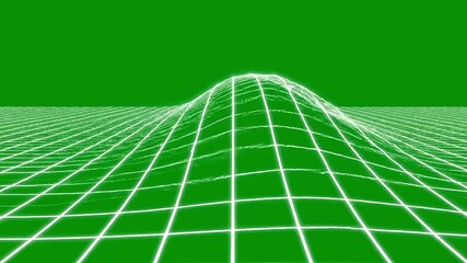 Abstract digital landscape with a luminous grid and a central peak, representing data or growth - Powered by Adobe