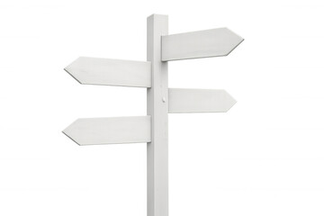 Wooden signpost with blank arrows pointing different directions, symbolizing choice, guidance, decision, path, future, options