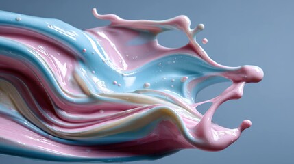 Abstract fluid splash with blue pink and white colors