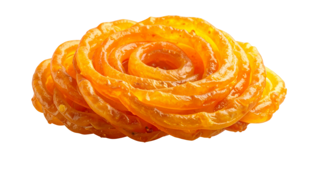 Crispy golden jalebi on black background, perfect for menus, packaging, and festive dessert designs.