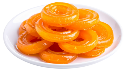A plate of jalebi a traditional indian sweet made of deep fried batter and soaked in sugary syrup
