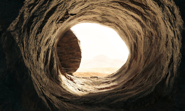 Empty cave tomb 3d  representing resurrection