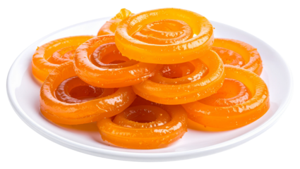 A plate of jalebi a traditional indian sweet made of deep fried batter and soaked in sugary syrup