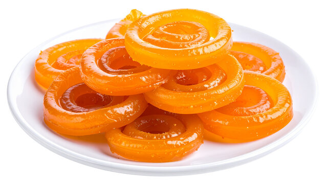 A plate of jalebi a traditional indian sweet made of deep fried batter and soaked in sugary syrup