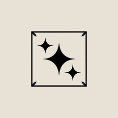 Fototapeta premium **Title: Three Star Square Icon Design**Keywords: stars, square, symbol, design, graphic, badge, icon, decoration, elegance, pattern, shine, award, rating, quality, frame, luxury, modern, minimalist