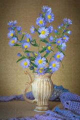 Purple prairie aster in vase; Aster Amellus	