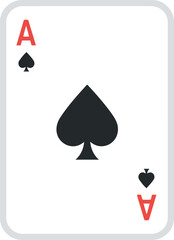 Ace of spades playing card isolated on white for gaming and luck vector