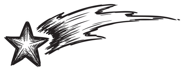 Obraz premium Hand-drawn shooting star illustration with expressive lines and shading – retro hand drawn illustration