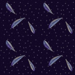 Moonlit butterflies seamless print and Evening sky seamless floral pattern