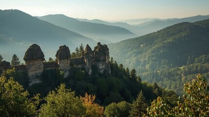 Obraz premium Bohemian Landscape with Misty Valleys and Forests