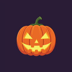 Spooky Glowing Jack-o'-lantern Halloween Pumpkin Illustration on a Dark Background, Perfect for Festive Holiday Designs